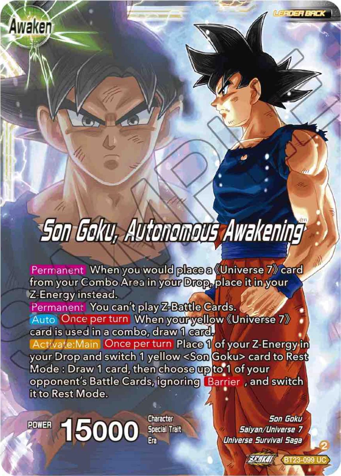 SSB Son Goku // Son Goku, Autonomous Awakening BT23-099 Dragon Ball Super Perfect Combination