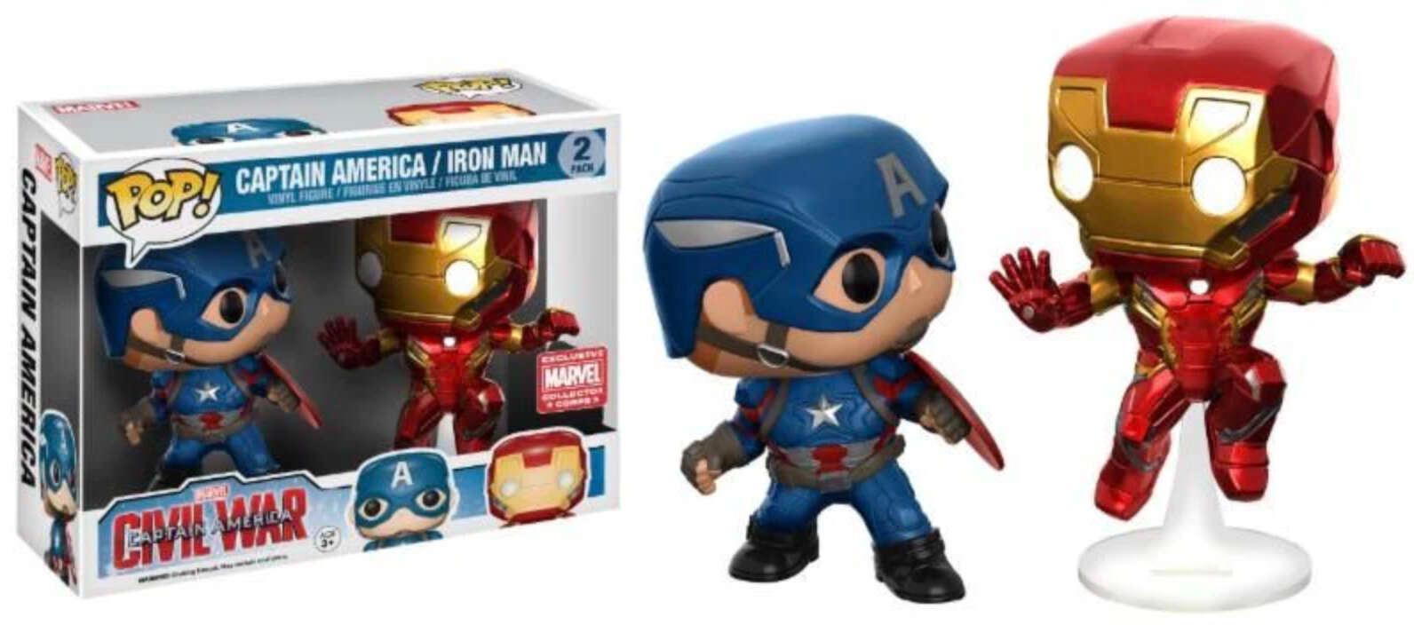 Captain America & Iron Man 2 Pack Marvel Collector Corps Funko Pop box and figure