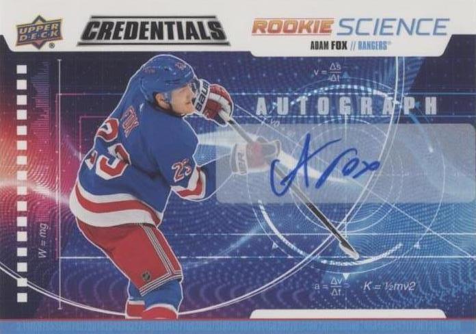 Adam Fox #RS-03 Hockey Cards 2019 Upper Deck Credentials Rookie Science Autograph