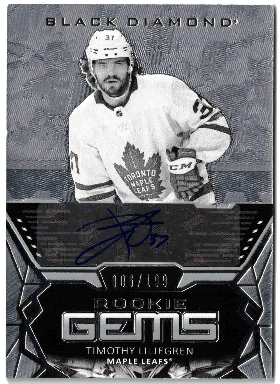 TIMOTHY LILJEGREN #RG-TL Hockey Cards 2020 Upper Deck Black Diamond Rookie Gems