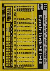 Back Of Card | Randy Bush Baseball Cards 1990 Topps