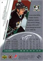Back Of Card | Sergei Fedorov Hockey Cards 2003 Upper Deck Ice