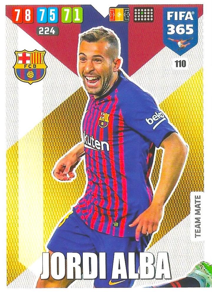 Jordi Alba #110 2019 Panini FIFA 365 Adrenalyn XL