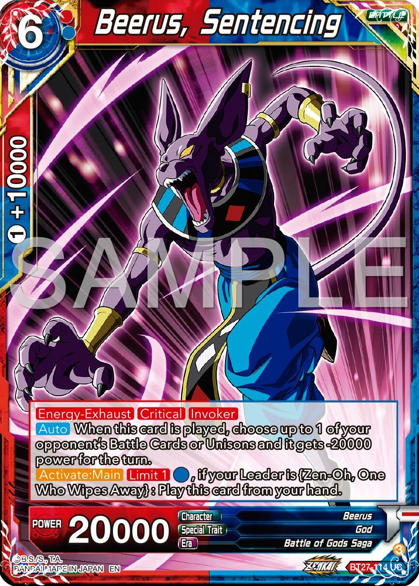 Beerus, Sentencing BT27-114 Dragon Ball Super: History of Z