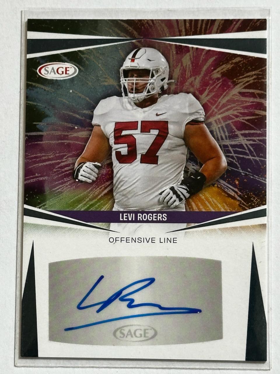 Levi Rogers [Blue] #A-LR Prices | 2025 Sage Hit Autograph | Football Cards