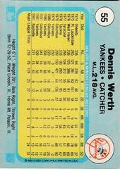 Back Of Card | Dennis Werth Baseball Cards 1982 Fleer