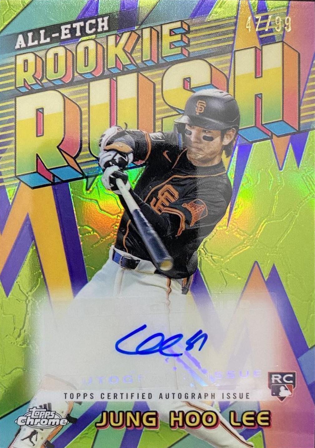 Jung Hoo Lee #CURR-JHL Baseball Cards 2024 Topps Chrome Update All-Etch Rookie Rush Autograph