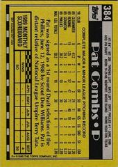 Back Of Card | Pat Combs Baseball Cards 1990 Topps