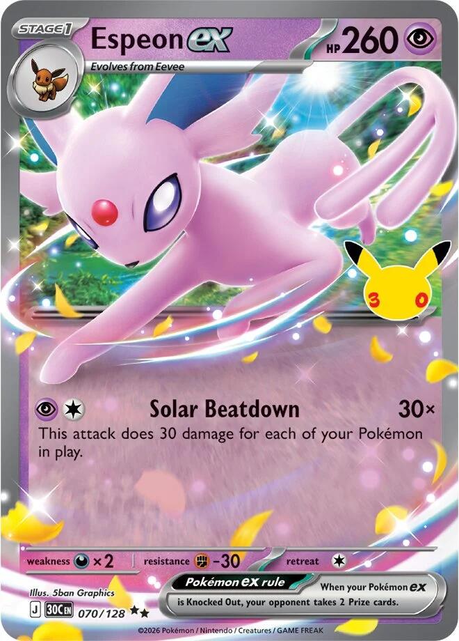 Espeon ex #70 Pokémon Card from Pokemon 30th Celebration Set #70
