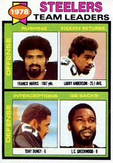 Steelers Team Leaders / Checklist Franco Harris / Larry Anderson / Tony Dungy / L.C. Greenwood