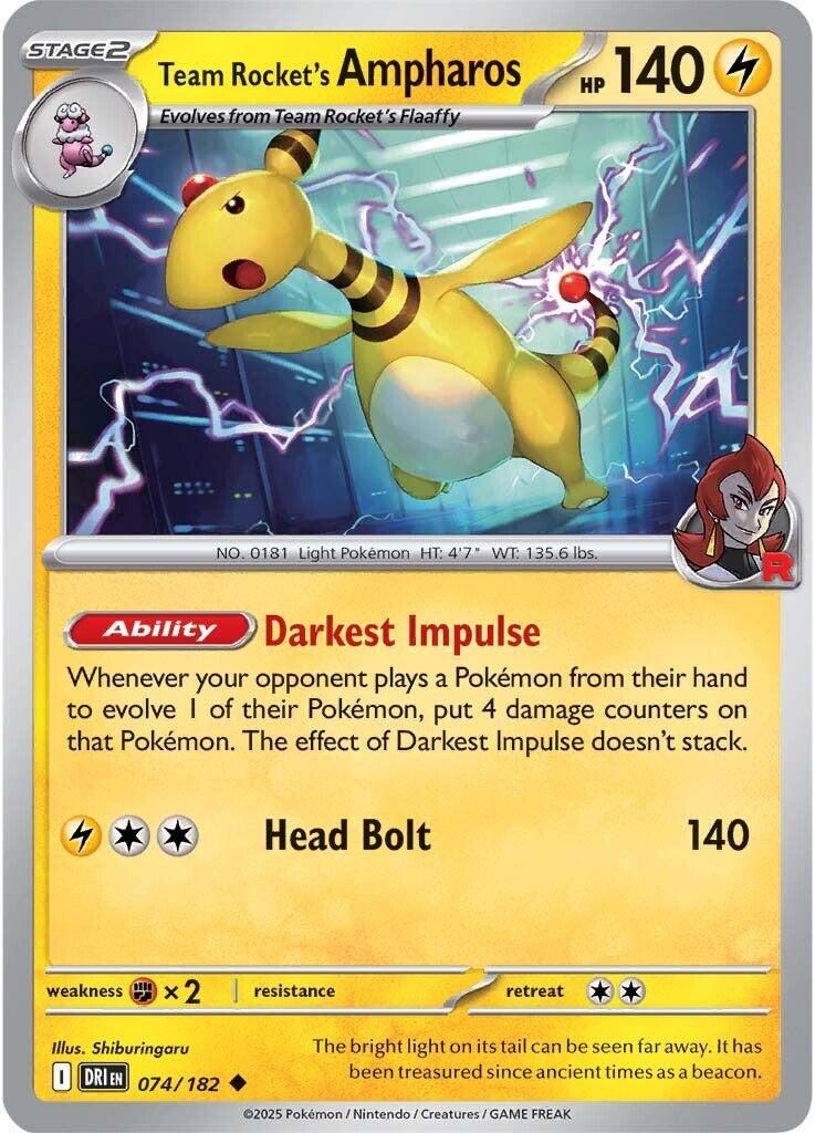 Team Rocket's Ampharos #74 Pokemon Destined Rivals