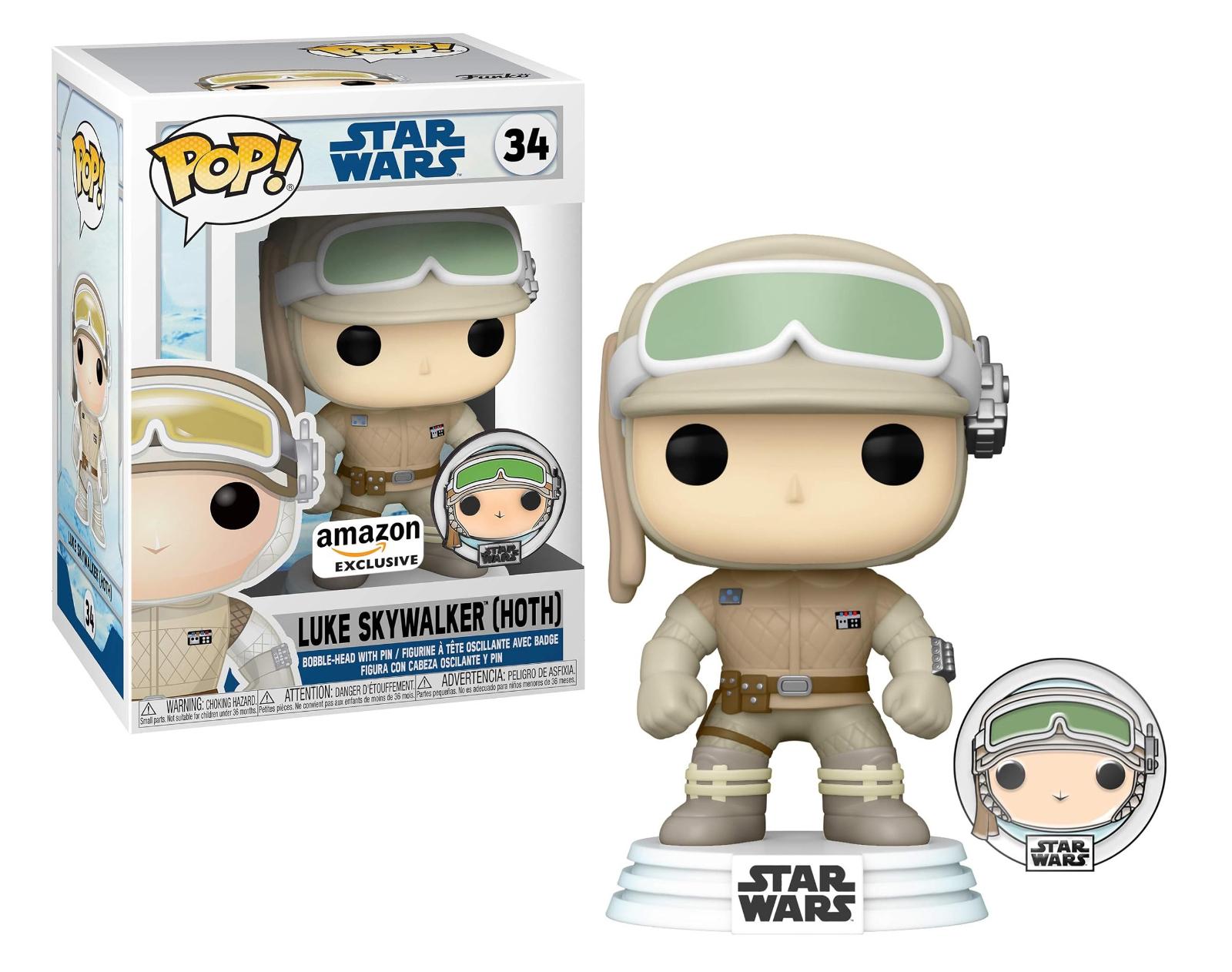 Luke Skywalker Hoth #34 Star Wars Funko Pop With Pin box and figure