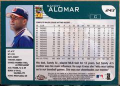 Back | Sandy Alomar Baseball Cards 2001 Topps Chrome