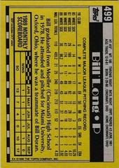 Back Of Card | Bill Long Baseball Cards 1990 Topps
