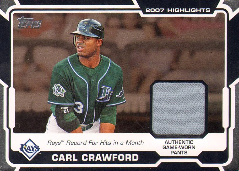 Carl Crawford #HR-CC 2008 Topps Baseball 2007 Highlight Relics