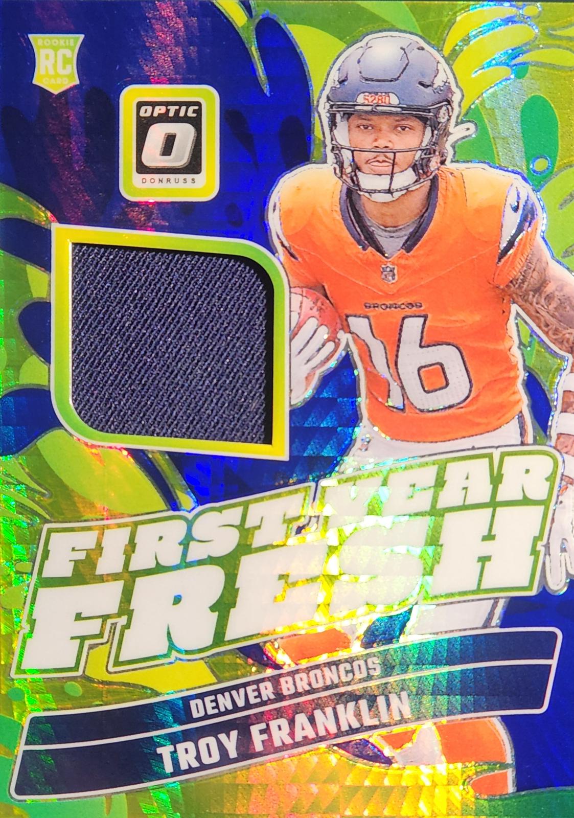 Troy Franklin #FYF-TFN 2024 Panini Donruss Optic First Year Fresh Blue Hyper Football