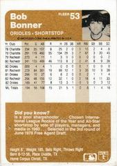 Back Of Card | Bob Bonner Baseball Cards 1983 Fleer
