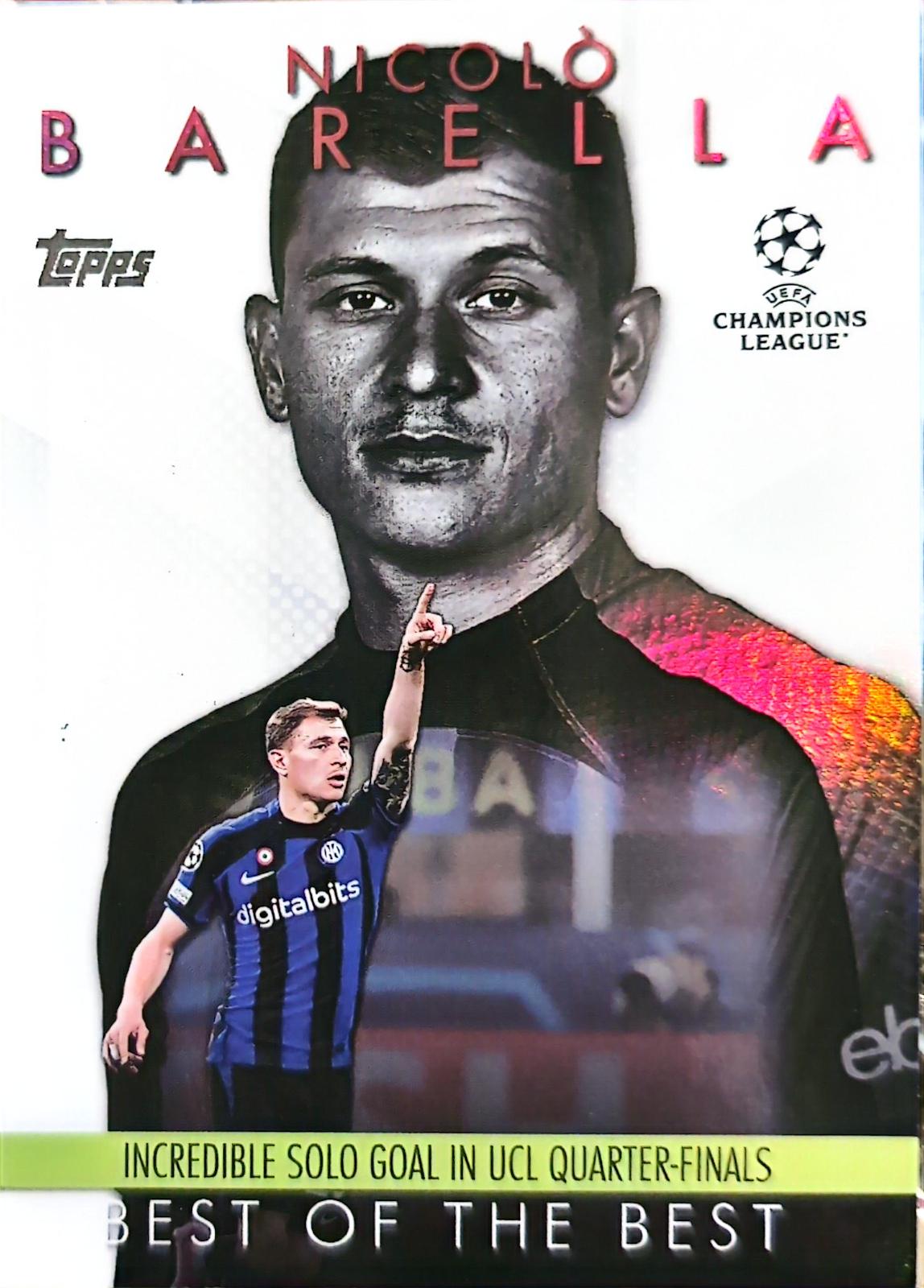 Nicolo Barella #BM-2 Soccer Cards 2023 Topps UEFA Club Best of the Best Moment