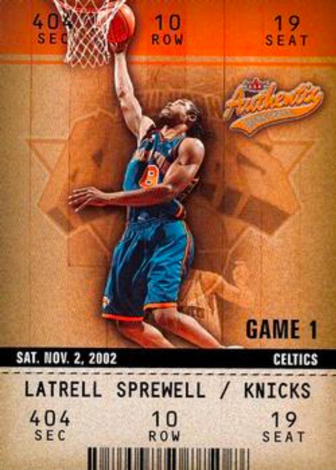 Latrell Sprewell #19 2002-03 Fleer Authentix Basketball