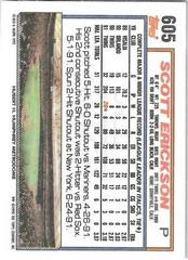 Back Of Card | Scott Erickson Baseball Cards 1992 Topps