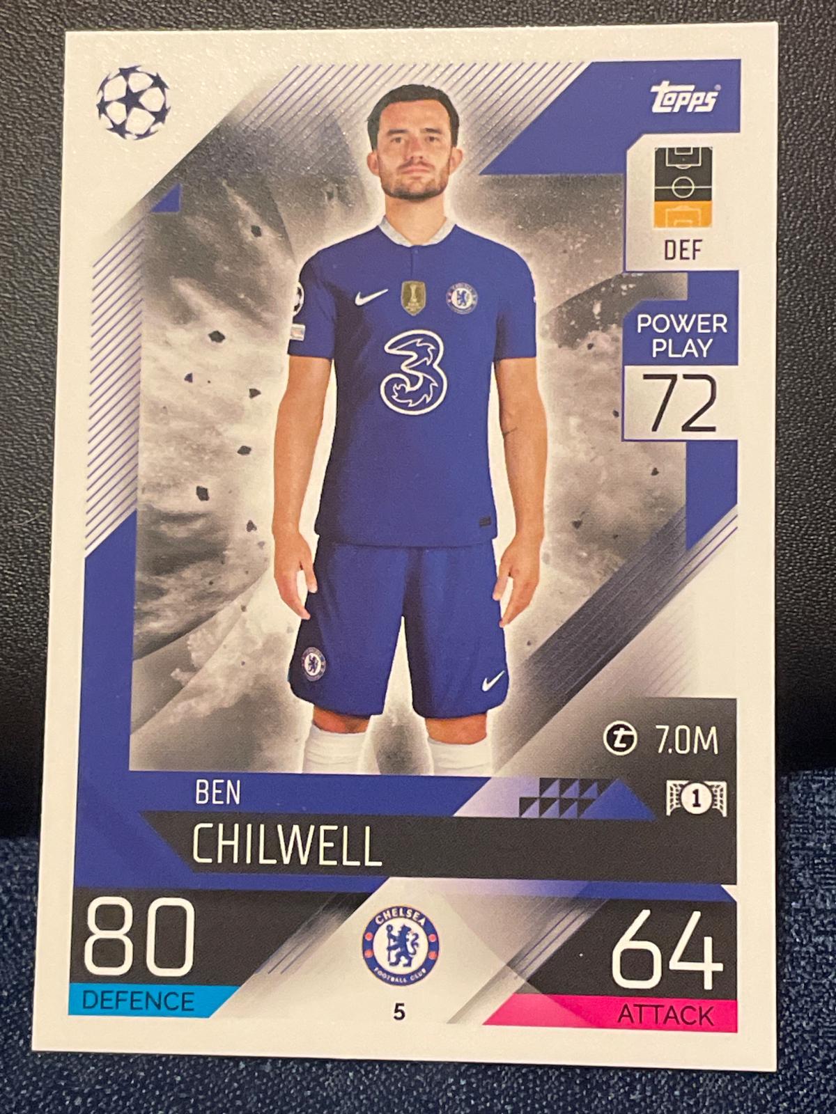 Ben Chilwell #5 Soccer Cards 2022 Topps Match Attax UEFA Champions League