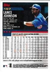 Back Of Card | Lance Johnson Baseball Cards 2000 Topps