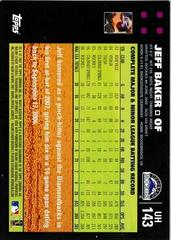 Back Of Card | Jeff Baker Baseball Cards 2007 Topps Update & Highlights