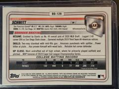 REAR | Casey Schmitt Baseball Cards 2020 Bowman Draft Chrome