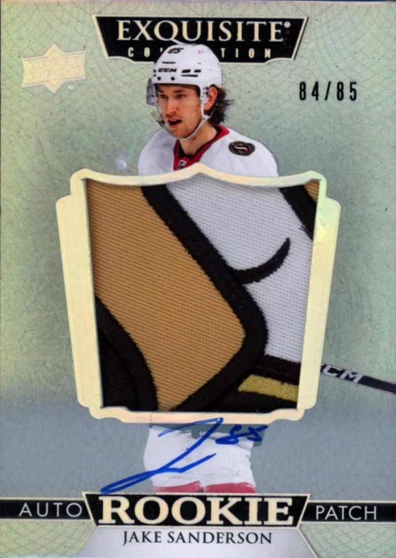 Jake Sanderson #EC-SA Hockey Cards 2022 Upper Deck The Cup Exquisite Rookie Auto Patch