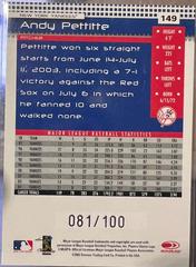 Back | Andy Pettitte Baseball Cards 2004 Donruss Press Proof