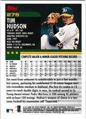 Back Of Card | Tim Hudson Baseball Cards 2000 Topps
