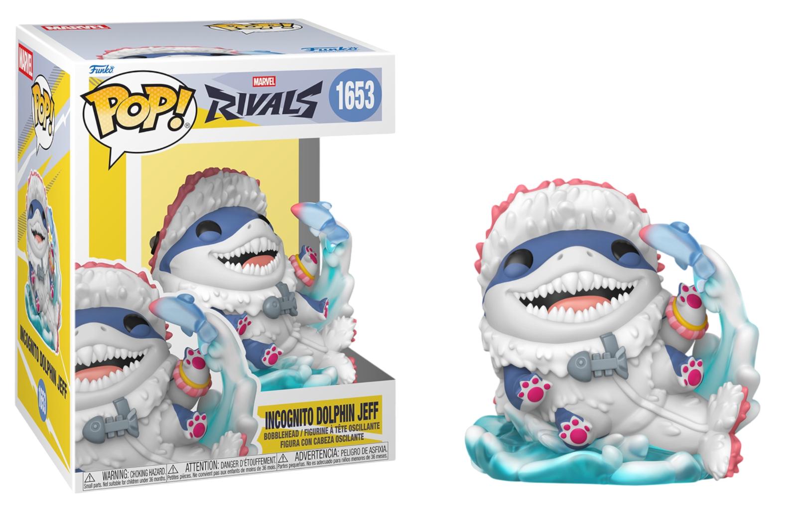 Incognito Dolphin Jeff #1653 Marvel Rivals Funko Pop box and figure