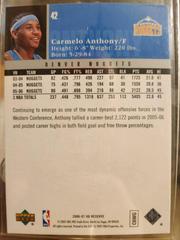 Back | Carmelo Anthony Basketball Cards 2006 Upper Deck