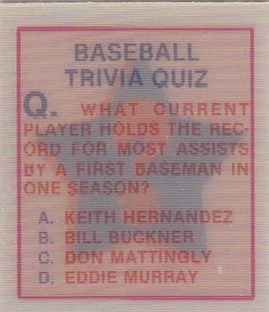 Baseball Trivia Quiz #126 1986 Sportflics Magic Motion Trivia Quiz Baseball