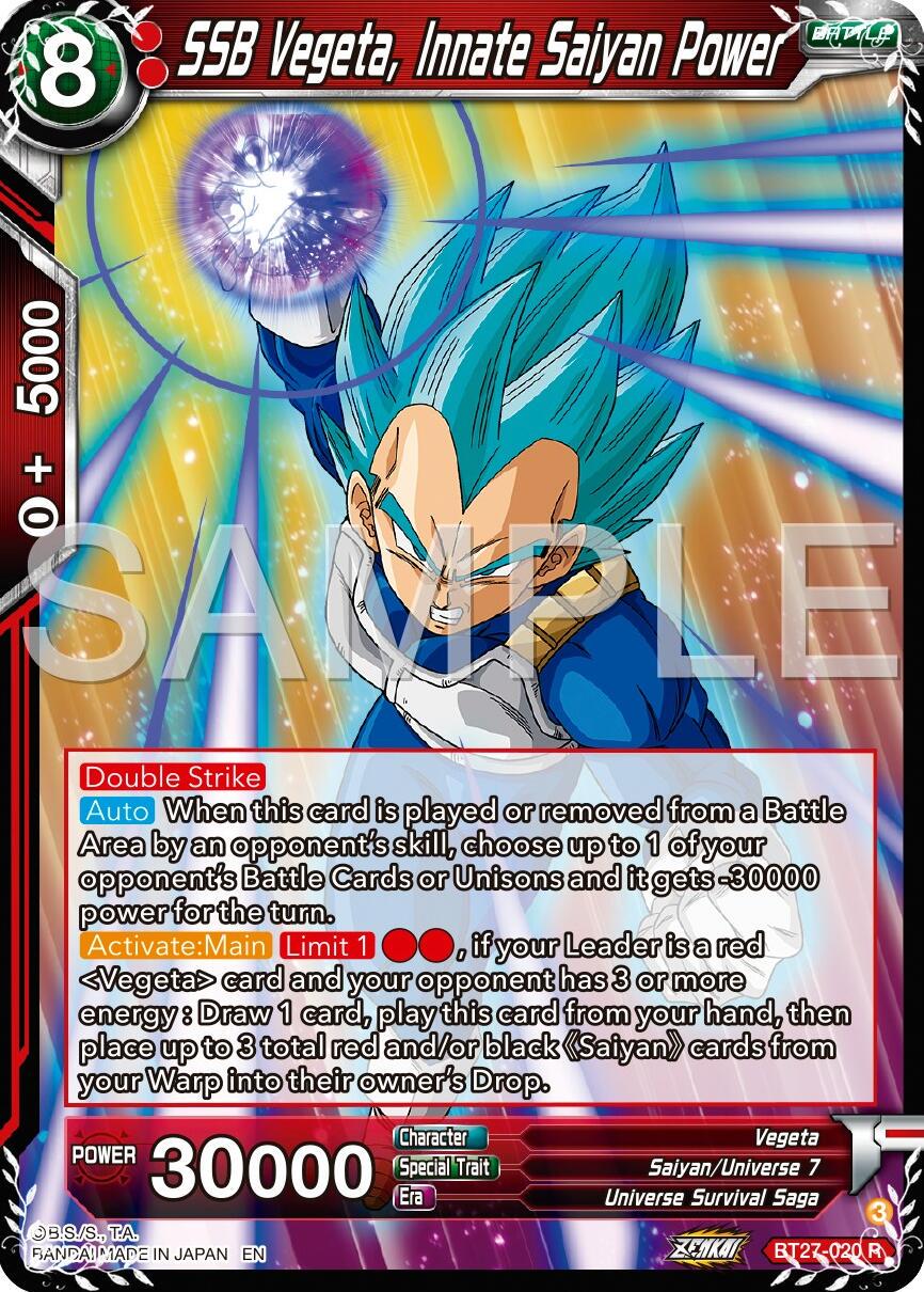 SSB Vegeta, Innate Saiyan Power BT27-020 Dragon Ball Super: History of Z