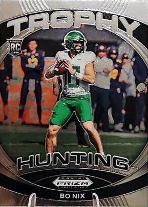 Bo Nix #TH-BNX Football Cards 2024 Panini Prizm Draft Picks Trophy Hunting