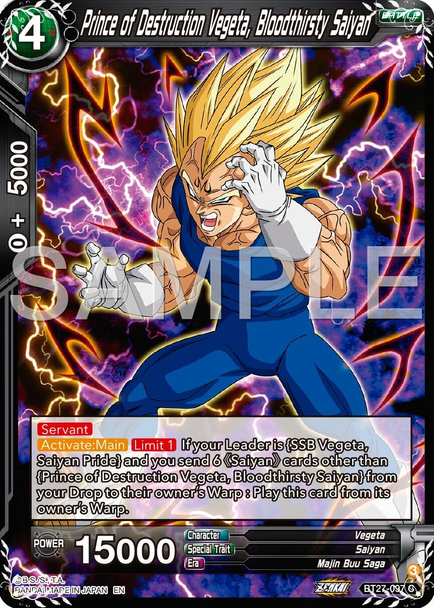 Prince of Destruction Vegeta, Bloodthirsty Saiyan BT27-097 Dragon Ball Super: History of Z