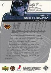 Back Of Card | Lubos Bartecko Hockey Cards 2002 Upper Deck
