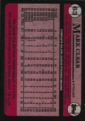 Back Of Card | Mark Clear Baseball Cards 1989 Topps