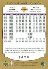 Back Side | Magic Johnson Basketball Cards 2000 Upper Deck Legends Master Collection