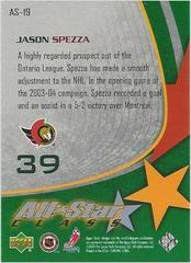 Back Of Card | Jason Spezza Hockey Cards 2003 Upper Deck All Star Class