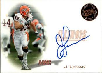 J Leman #PPS-JL 2008 Press Pass Autograph Football