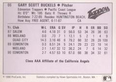 Back | Gary Buckels Baseball Cards 1990 ProCards AAA