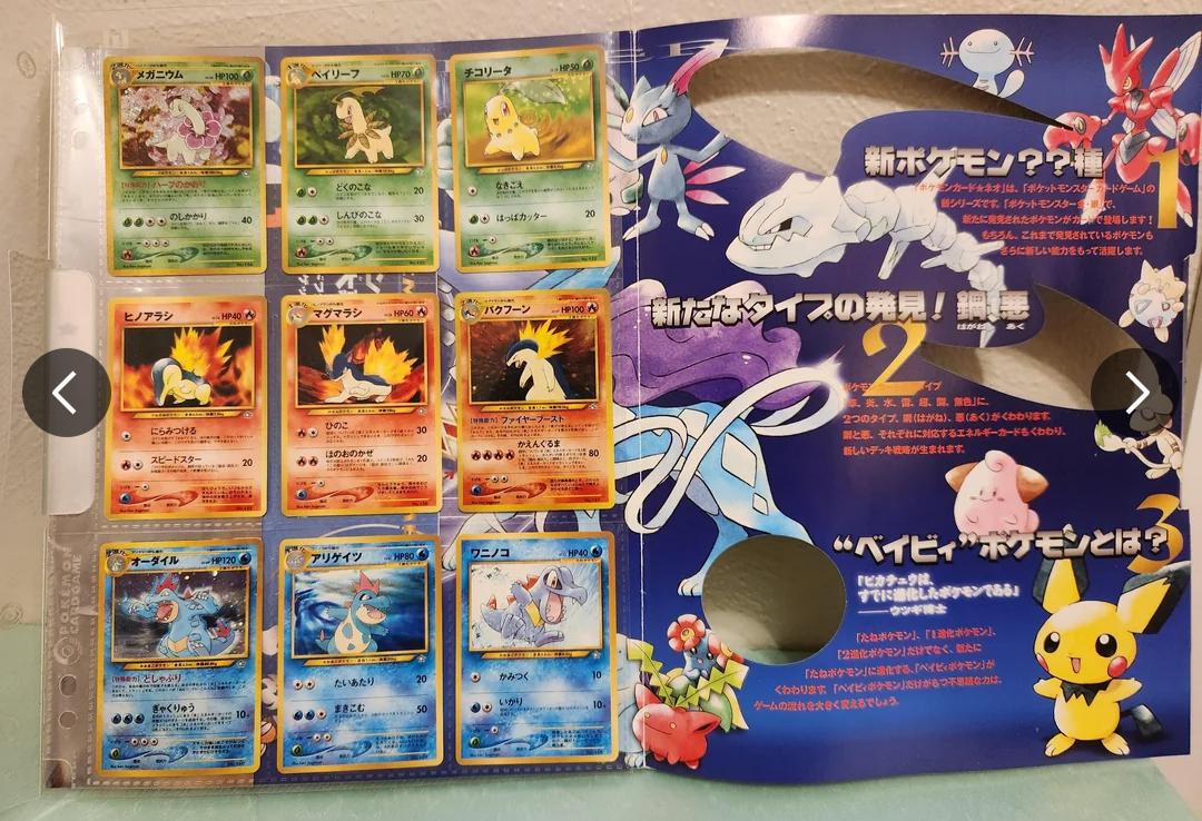9-Card Set With Binder Pokemon Japanese Gold, Silver, New World