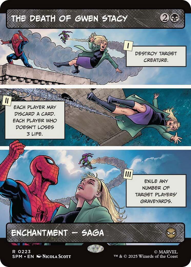 The Death of Gwen Stacy [Borderless Foil] #223 Prices | Magic