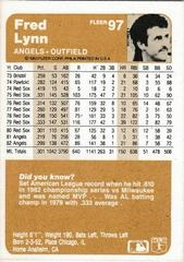 Back Of Card | Fred Lynn Baseball Cards 1983 Fleer