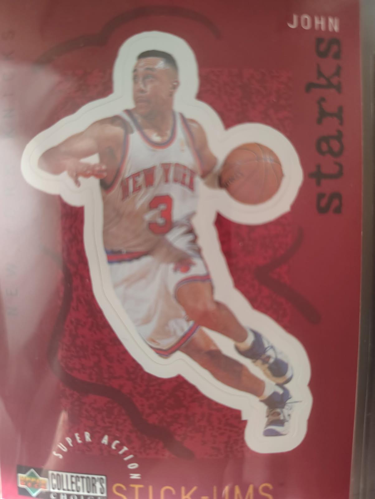 John Starks #S18 Basketball Cards 1997 Collector's Choice Super Action Stick Ums
