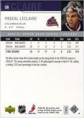 Back Of Card | Pascal Leclaire Hockey Cards 2006 Upper Deck