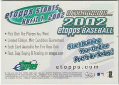 Reverse | Etopps Baseball Cards 2002 Etopps