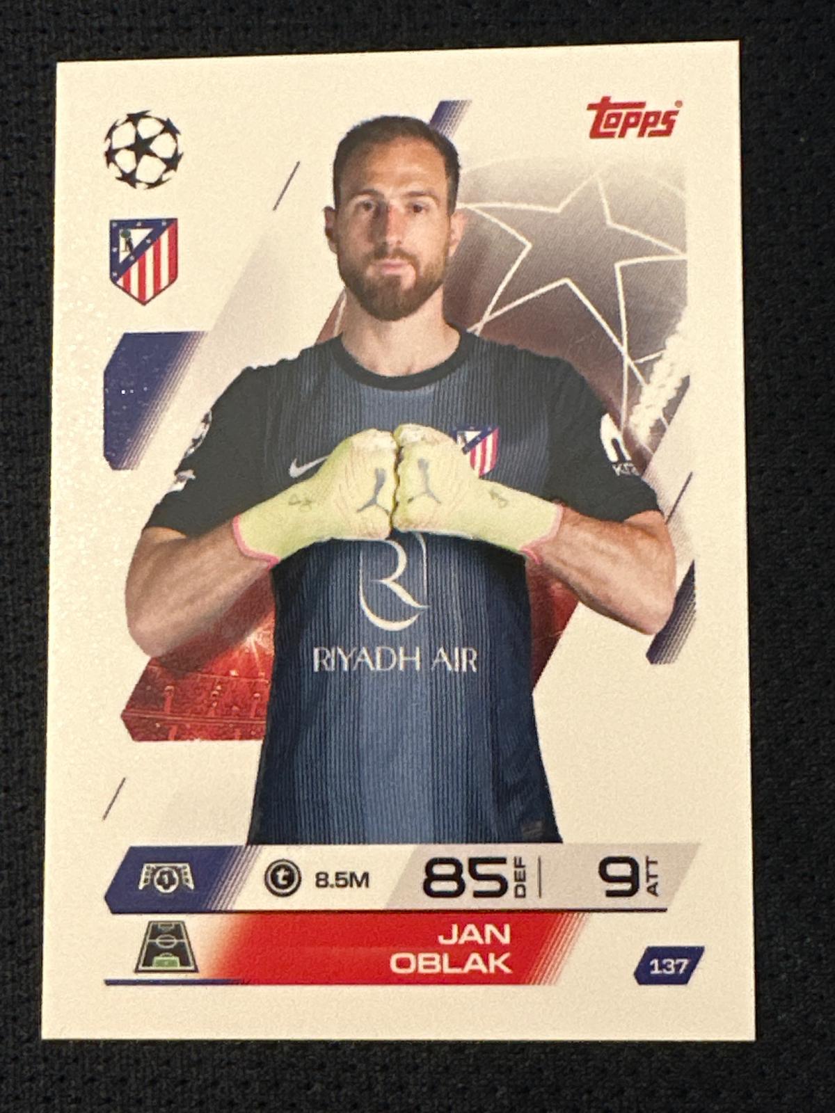 Jan Oblak #137 2025 Topps Match Attax UEFA